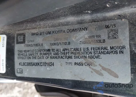 2019 Chevrolet Spark Ls Cvt from USA, damaged, VIN KL8CB6SAXKC701624